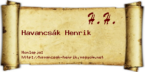 Havancsák Henrik névjegykártya